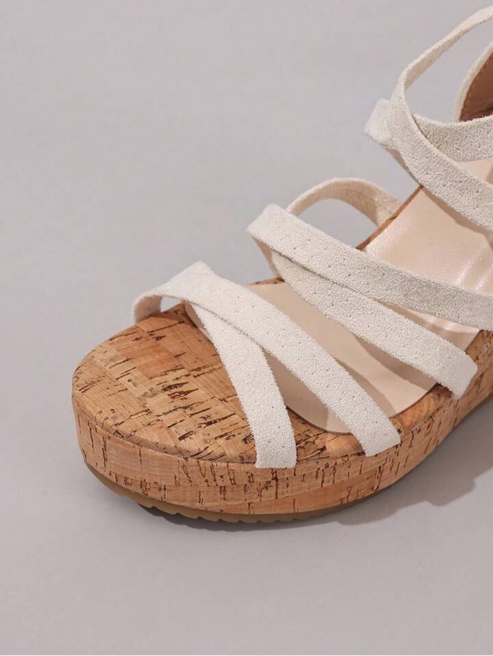 SHEIN Strap Soft Cork Wedge Sandals - Picture 2 of 8